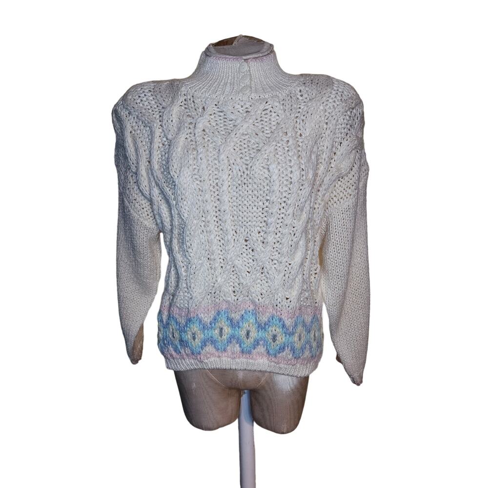 Vintage Jamie‎ Scott Hand Knit Sweater Size M pastel colored